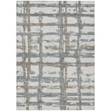 5' X 8' Silver Taupe And Gray Striped Washable Indoor Outdoor Area Rug