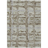 3' X 5' Taupe Gray And Brown Striped Washable Indoor Outdoor Area Rug