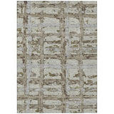 5' X 8' Taupe Gray And Brown Striped Washable Indoor Outdoor Area Rug