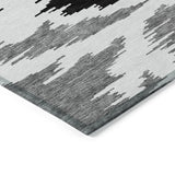 8' X 10' Black Gray And Silver Abstract Washable Indoor Outdoor Area Rug