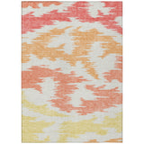 8' X 10' Coral Beige And Orange Abstract Washable Indoor Outdoor Area Rug