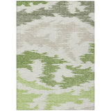 8' X 10' Olive Green And Beige Abstract Washable Indoor Outdoor Area Rug