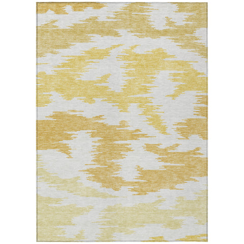 3' X 5' Gold Beige And Wheat Abstract Washable Indoor Outdoor Area Rug