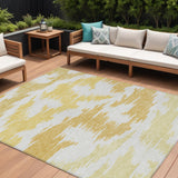 8' X 10' Gold Beige And Wheat Abstract Washable Indoor Outdoor Area Rug