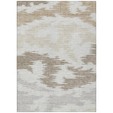 3' X 5' Ivory Beige And Brown Abstract Washable Indoor Outdoor Area Rug