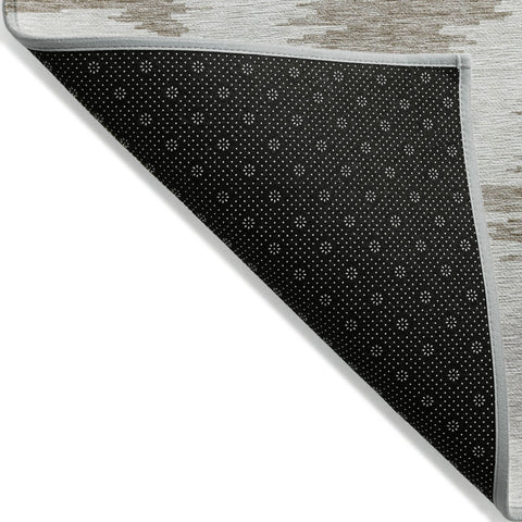 8' X 10' Ivory Beige And Brown Abstract Washable Indoor Outdoor Area Rug