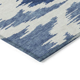 5' X 8' Navy Blue And Denim Blue Abstract Washable Indoor Outdoor Area Rug