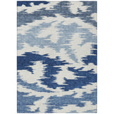 8' X 10' Navy Blue And Denim Blue Abstract Washable Indoor Outdoor Area Rug