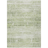 8' X 10' Artichoke Green And Ivory Abstract Washable Indoor Outdoor Area Rug