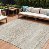 8' X 10' Beige Taupe And Ivory Abstract Washable Indoor Outdoor Area Rug