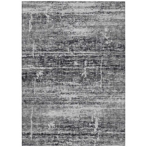 3' X 5' Black Gray And Charcoal Abstract Washable Indoor Outdoor Area Rug