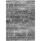 8' X 10' Black Gray And Charcoal Abstract Washable Indoor Outdoor Area Rug