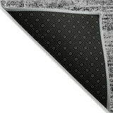 8' X 10' Black Gray And Charcoal Abstract Washable Indoor Outdoor Area Rug
