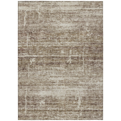 3' X 5' Brown Beige And Taupe Abstract Washable Indoor Outdoor Area Rug