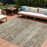 8' X 10' Brown Beige And Taupe Abstract Washable Indoor Outdoor Area Rug
