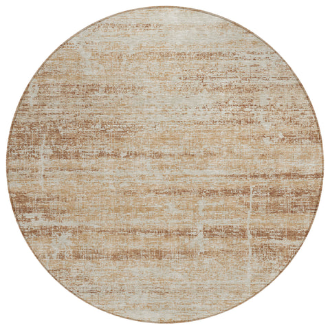 8' Copper Beige And Taupe Round Abstract Washable Indoor Outdoor Area Rug