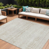 8' X 10' Ivory Beige And Tan Abstract Washable Indoor Outdoor Area Rug