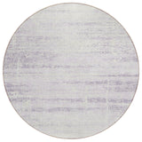 8' Lavender Purple And Ivory Round Abstract Washable Indoor Outdoor Area Rug
