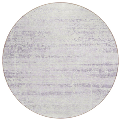 8' Lavender Purple And Ivory Round Abstract Washable Indoor Outdoor Area Rug