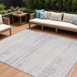 8' X 10' Lavender Purple And Ivory Abstract Washable Indoor Outdoor Area Rug