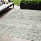 5' X 8' Sage Artichoke Green And Ivory Abstract Washable Indoor Outdoor Area Rug
