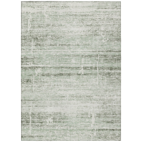 8' X 10' Sage Artichoke Green And Ivory Abstract Washable Indoor Outdoor Area Rug