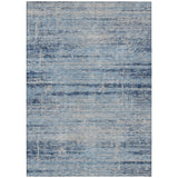 3' X 5' Sky Blue And Navy Blue Abstract Washable Indoor Outdoor Area Rug