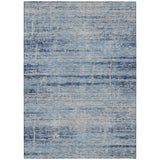 5' X 8' Sky Blue And Navy Blue Abstract Washable Indoor Outdoor Area Rug