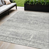 5' X 8' Silver Gray And Charcoal Abstract Washable Indoor Outdoor Area Rug
