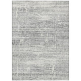 5' X 8' Silver Gray And Charcoal Abstract Washable Indoor Outdoor Area Rug