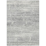 8' X 10' Silver Gray And Charcoal Abstract Washable Indoor Outdoor Area Rug