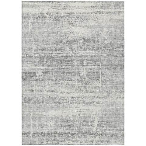 8' X 10' Silver Gray And Charcoal Abstract Washable Indoor Outdoor Area Rug
