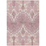 5' X 8' Blush Pink And Ivory Ikat Washable Indoor Outdoor Area Rug