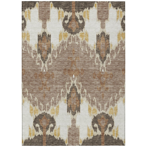 3' X 5' Brown Taupe And Beige Ikat Washable Indoor Outdoor Area Rug