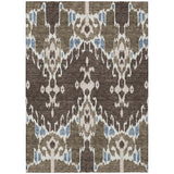 8' X 10' Brown And Taupe Ikat Washable Indoor Outdoor Area Rug