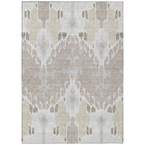 5' X 8' Ivory Beige And Taupe Ikat Washable Indoor Outdoor Area Rug