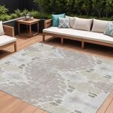 8' X 10' Ivory Beige And Taupe Ikat Washable Indoor Outdoor Area Rug