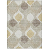 5' X 8' Beige Taupe And Ivory Ogee Washable Indoor Outdoor Area Rug
