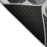 5' X 8' Black Silver And Charcoal Ogee Washable Indoor Outdoor Area Rug