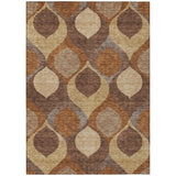 3' X 5' Copper Beige And Taupe Ogee Washable Indoor Outdoor Area Rug