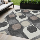 5' X 8' Gray Beige And Taupe Ogee Washable Indoor Outdoor Area Rug