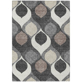 5' X 8' Gray Beige And Taupe Ogee Washable Indoor Outdoor Area Rug