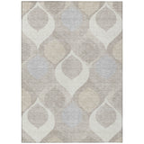 3' X 5' Ivory Beige And Tan Ogee Washable Indoor Outdoor Area Rug
