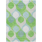 3' X 5' Lime Green Sky Blue And Denim Blue Ogee Washable Indoor Outdoor Area Rug