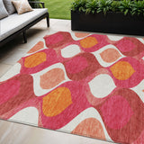 5' X 8' Pink Mauve And Orange Ogee Washable Indoor Outdoor Area Rug