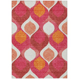 5' X 8' Pink Mauve And Orange Ogee Washable Indoor Outdoor Area Rug