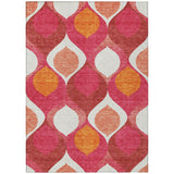 8' X 10' Pink Mauve And Orange Ogee Washable Indoor Outdoor Area Rug