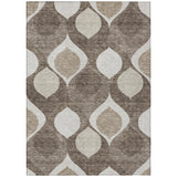 5' X 8' Taupe Beige And Brown Ogee Washable Indoor Outdoor Area Rug