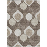 8' X 10' Taupe Beige And Brown Ogee Washable Indoor Outdoor Area Rug