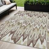 5' X 8' Beige Brown And Taupe Abstract Washable Indoor Outdoor Area Rug
